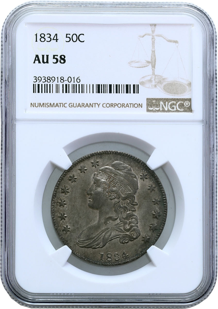 USA. 50 centów 1834, Filadelfia NGC AU58